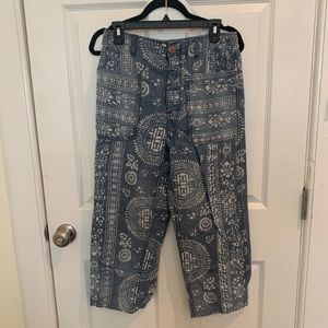 Free people patterned soft denim pants NWOT